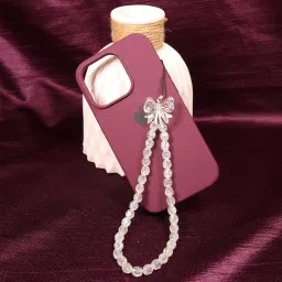 phone charm with ovel cut beads and single butterfly, stylish mobile charm image 3