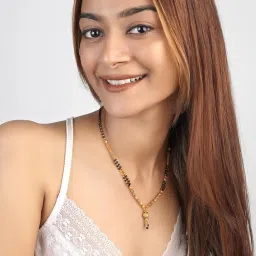 jhb Gold Plated Bead And Black Bead Traditional Short Nacklace Mangalsutra For Women image 3