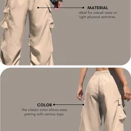 greciilooks Trouser for Women | Loose Fit High-Waist Korean Pants | Formal Track Pant for Woman | Cargo Style Baggy Trendy image 3