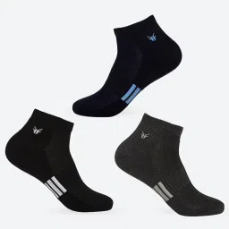 footons Men’s High-Ankle Socks (Pack of 3) – Recrafted Cotton, Cushioned Sole, Breathable & Odour-Free – Gym, Sports, Office, Casual Wear - Black image 3
