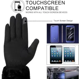 reffer Women's Winter gloves Soft Warm Touch Screen Gloves for Cold Weather Windproof Covered Finger faux fur on the inner for cold weather image 3