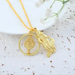 memoir Brass Micron Gold Murugan god pendant south India Spiritual jewellery for Men Women Boys (PCNI8531-) image 1