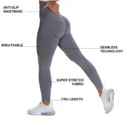 alexvyan Grey Skinny Fit Yoga Pants Gym wear Leggings Ankle Length Workout Active wear | Stretchable Workout Tights | High Waist Sports Fitness for Girls & Women- Nylon Fiber & Spandix image 5