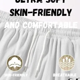 smowkly Men's Premium Polycotton Casual Ribbed Shorts || Elastic & Drawstring Waist with 2 Pocket || Loose Fit Lightweight Burmuda Perfect for Workout, Beach & Summer image 4