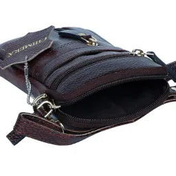 chimera Genuine Leather Mobile Cross Body Sling Bag | Waist Pouch | Up to 6 Inches Mobile Phone for Men & Women (Brown) image 4