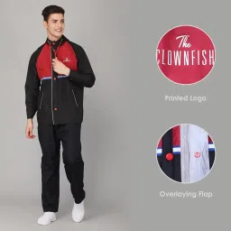 the clownfish Men's Waterproof Polyester Double Standard Length Coating Reversible RainStandard Length Coat With Hood. Set Of Top And Bottom. Printed Plastic Pouch With Rope image 5