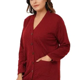 urbanrock Women's Woolen V-Neck Cardigan Sweater with Front Pockets for Winter Wear image 1