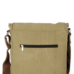 the house of tara Sturdy Cotton Canvas Messenger Bags for Men and Women | With two Magnetic Snap Buttons Flap Closure, Adjustable Body Strap & Multiutility Lobster Hook (Beige) image 3
