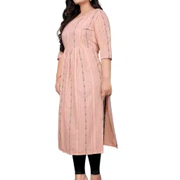 lerkiza Women's Mother Feeding 3/4 Sleeve Boat Neck Anarkali Calf Knee Length M to 3XL Size Cotton Kurti.(1361) image 3