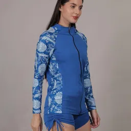 megaska Women Long Sleeve Rash Guard Front Zipper Sun Protection Swim Shirt for Women image 3