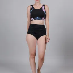 megaska High Waisted Swimsuit Bottom Tummy Control Ruched Bikini Bottom Vintage Bathing Swim Shorts for Women image 4