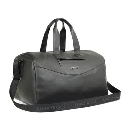 kenneth cole Unisex Travel Duffel Bag | Textured PU Vegan Leather | Adjustable Shoulder Strap | Men's & Women's Spacious & Stylish Duffle for Travel, Weekend Trips & Gym | Black image 1