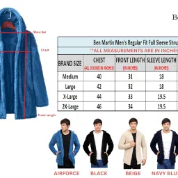 ben martin Men's Hooded Cardigan Full Sleeve Fleece Shawl Collar Shrug Open Front Drape Cape Overcoat with Pockets image 5