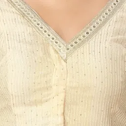 studio shringaar Women's Readymade Polyester Elbow Length Sleeves Saree Blouse with Mirror Work image 2