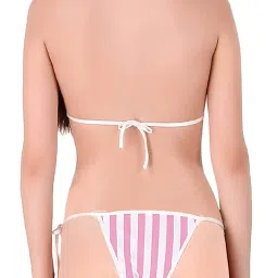 xs and os Women's Satin Striped Above knee Lingerie Set image 4