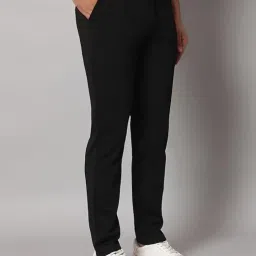 mehrang Men's Slim Fit Formal Trousers, Black, Regular Waist with Side Pockets image 2