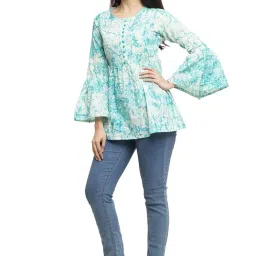 yash gallery Women's Cotton Tie and Dye Straight Top image 1