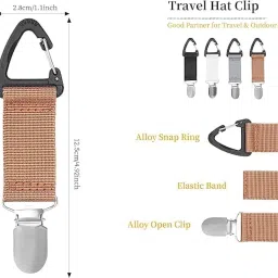 inralimot Canvas Hat Clip For Travel Hat Holder For Travel On Bag Clip-On Holder For Sun And Wide Brim Hats Hands Free Bag Accessory,Multicolor image 1