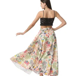 vagisha Long Skirts for Women Bohemian Style Animal Print Skirt|American Poly Spandex Casual Skirt for Girls|Summer Skirt|Huge Flare 39Inch Height (No Top Included) image 4