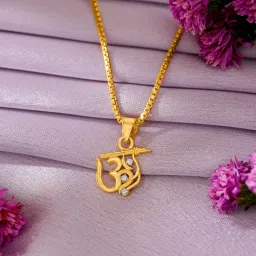 p. n. gadgil jewellers P.N.Gadgil Jewellers 22 Karat (916) BSI Hallmarked Yellow Gold Om Basuri ReligiousPendant For Women/Men GP19 image 1