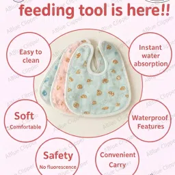 EMPOISON Waterproof Baby Bibs for Feeding & Drooling – Soft Cotton, Super Absorbent, Fast Dry, Adjustable Hook & Loop Closure | Unisex Baby Apron Bibs for Boys & Girls image 1