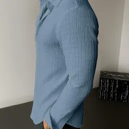 uiriuy Men's Casual Button Down Shirts Long Sleeve Linen Shirt Fashion Textured Beach Summer Shirts| Men Stylish Shirt | Men Fancy image 3