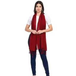 sa style along Winter Woolen Self Design Maroon Scarf/Stole/Shawl/Muffler For Unisex (Free Size) image 2