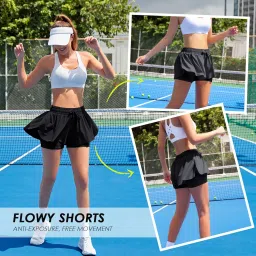 fortix Flowy Shorts for Women with Pocket Butterfly Shorts Athletic Running Workout Spandex Gym Yoga Tennis Skirts image 3