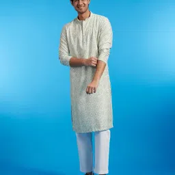 diwas by manyavar Men's Cotton Blend Printed|Sequined Kurta (1pc) image 1