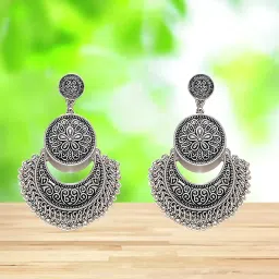 youbella Fashion Jewellery for women Afghani Tribal Oxidised Dangler Earrings for Girls and Women image 4