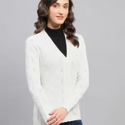 monte carlo Womens Self Design V Neck Wool Blend Cardigan Blue image 2