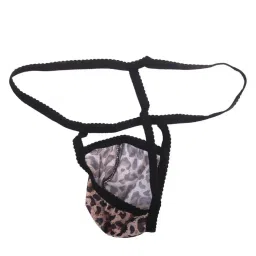 heavenglow Men's G-String Thong Underwear | Mesh Pouch Design with Posing Strap | Comfortable Elastic Band for Freedom of Movement | Ideal for Special Occasions | Black & Leopard Print image 2