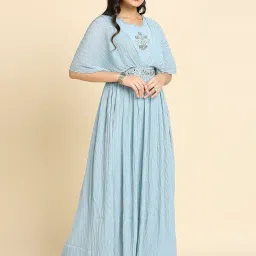 madhuram textiles madhuram Women's Long Gown for Solid Georgette with Heavy Embroidery and Hand Work Belt with Round Neck Gown(M-2408) image 3