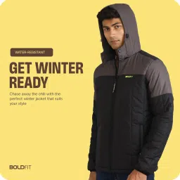 boldfit Jacket For Men Winter Wear Puffer Standard Length Jacket For Men Monsoon Winter Wear For Men Hooded Winter Jackets For Men Padded Bomber Jacket For Men Full Sleeve Men's image 3