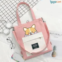 keepcart Canvas Tote Bag for Women Ladies Girls for School, College, Office, Travel, Shopping, Daily Use, 3 in 1 Canvas Adjustable Strap Tote Bag image 1