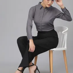 style quotient Women Solid White Polymoss Regular Formal Shirt image 5