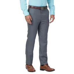 raymond Men's Contemporary Fit Solid Pattern Polyester Blend Pleated Formal Trouser image 1