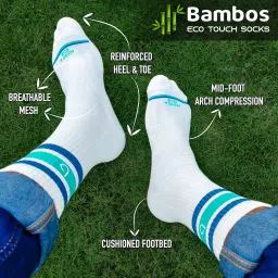bambos Men's Bamboo Sports Crew Socks for Running & Gym, Pack of 3, Free Size image 5