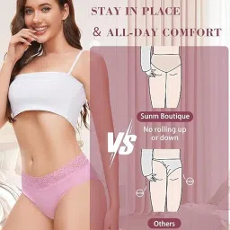 nicsy Women's Panties Full Coverage Soft Touch Cotton Elastane Stretch Lace Underwear Styled Hipster with StayFresh Panty for Women Combo Pack image 4