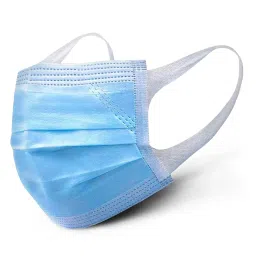 C-Cure® Melt Blown - SMMS Fabric 3 Ply Disposable Face Mask with Nose Clip and Reusable Travel Pouch (Blue) for Unisex image 2