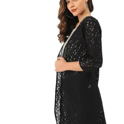 Meher Hosiery Long Sleeve Net Material Shrug - Full Sleeve Front Open for Women image 1