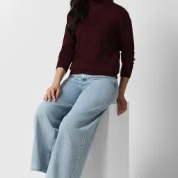 van heusen Women's Turtleneck Pullover Regular Fit Sweater| Full Sleeve Ribbed Hem Casual winterwear image 4