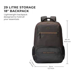 gear Quantum 3 18"/29L Antitheft Large Faux Leather Water Resistant Laptop backpack with Raincover/Laptop backpack/Casual Backpack/Daypack/Travel Backpack/College Bag For Men/Women(Brown-Black) image 1