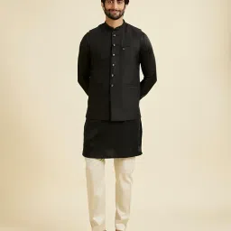 manyavar Men's Art Silk Solid Jacket (1pc) image 1