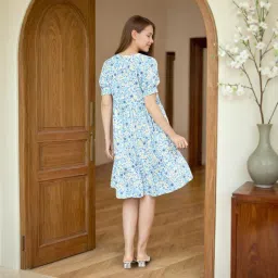 momtobe Women's Maternity Dress Cotton Feel | Above The Knee Length Pregnancy & Feeding Dress with Zippers | Baby Shower & Nursing Gown for Women image 3