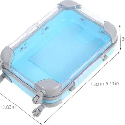 trofflly Toy Suitcase for Kids Pretend Play Travel with Rolling Wheels, Handle Luggage Role for Boys & Girls and use for Mini Trolley Suitcase Candy Box for Lashes and Candy (Sky Blue) image 3
