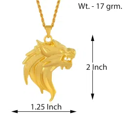 superstore18 Brass Gold Elegance of the Wild: The Celtic Wolf and Lion Head Pendant for men women (SST5990PCGS) image 3