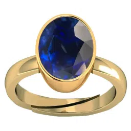 gemscom 7.25 Ratti / 6.50 Carat Certified Blue Sapphire/Neelam Ring (Nilam/Neelam Ring) panchdhatu Adjustable Ring for Men and Women image 1
