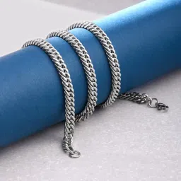 yellow chimes Trendy Classic Stainless Steel Curb Chain Silver Necklace, Silver Plated Chain for Men (Silver) (Ycssch-24Curb-Sl) image 5