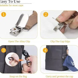 inralimot Canvas Hat Clip For Travel Hat Holder For Travel On Bag Clip-On Holder For Sun And Wide Brim Hats Hands Free Bag Accessory,Multicolor image 2